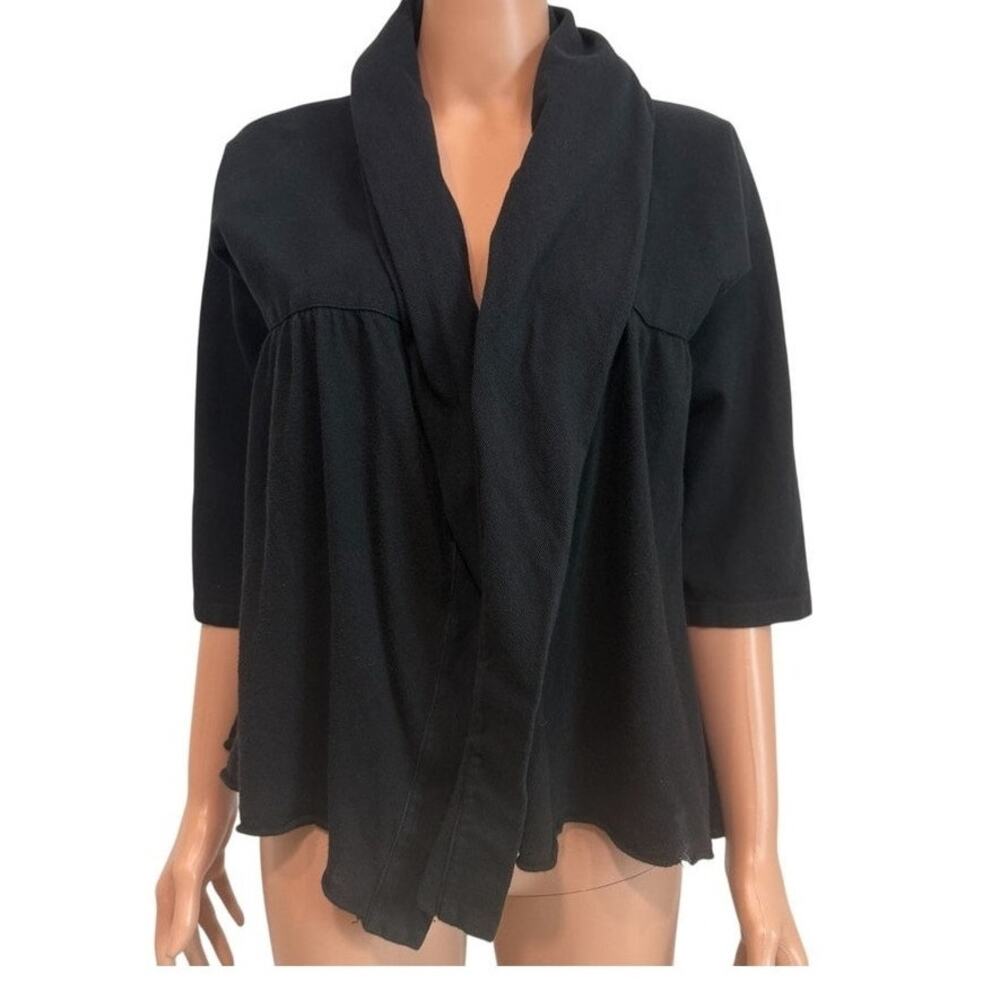 Monrow large 1/2 sleeve open ruffle front sweater cardigan SP2 3258